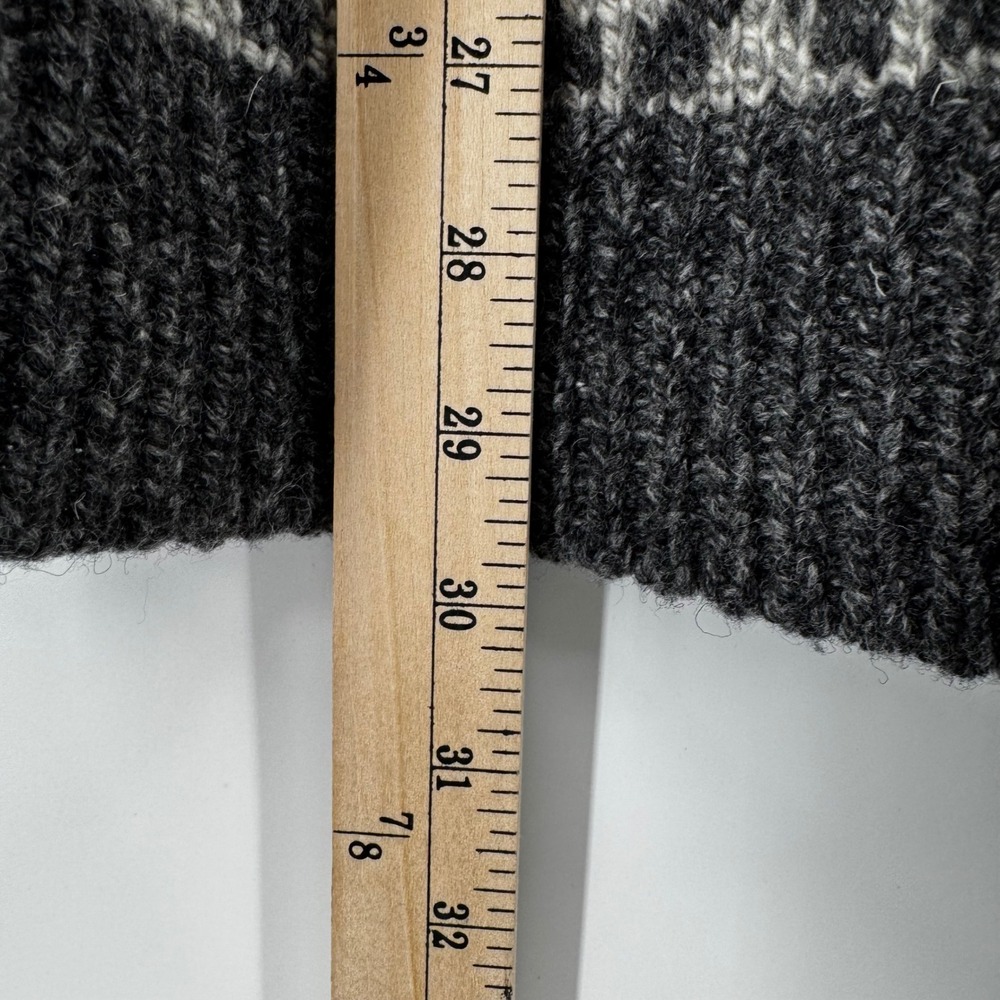 LL Bean Mens 100% Lambswool Fair Isle Henley Sweater Gray Sz M Nordic Heritage - Picture 8 of 8